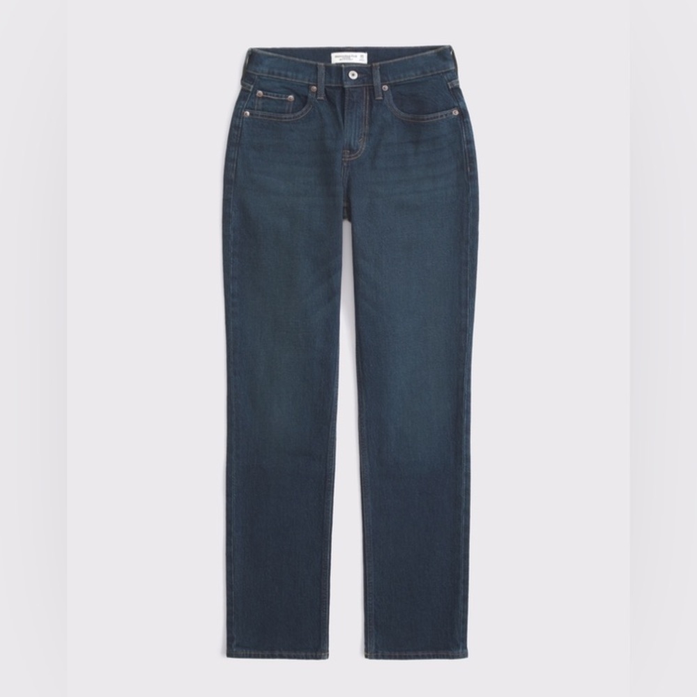 Abercrombie & Fitch Women's 90snStraight Mid Rise Jeans in Dark Blue 27 Short